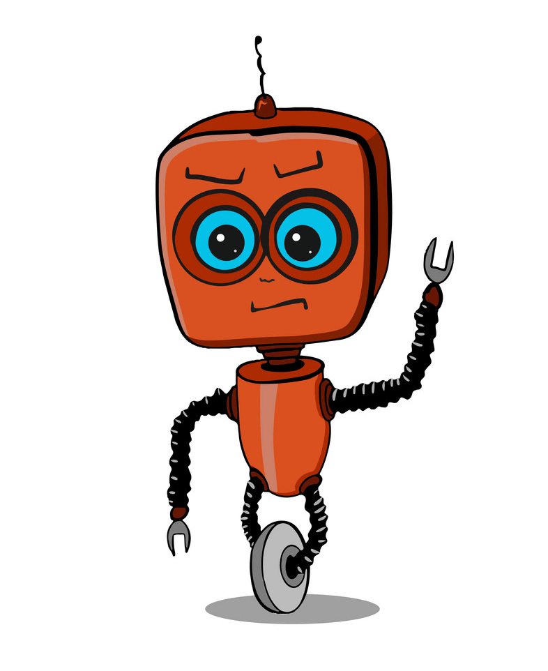 怒っているオレンジ色のロボットのイラスト イラスト