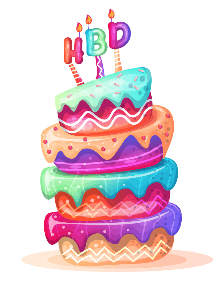 カラフルな誕生日ケーキのイラスト イラスト