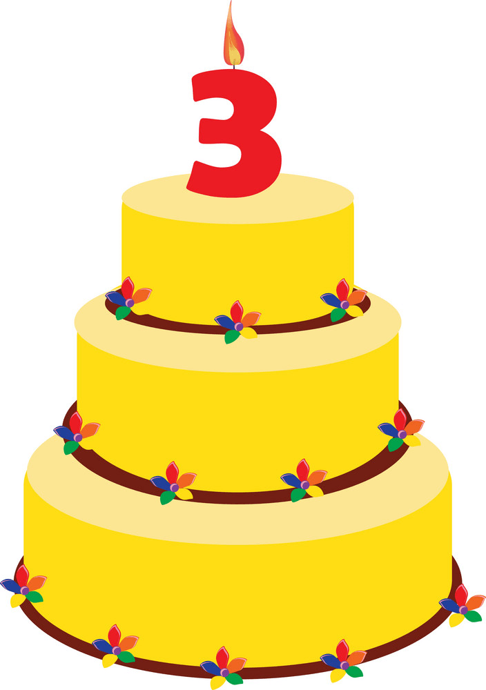 黄色の誕生日ケーキのイラスト イラスト
