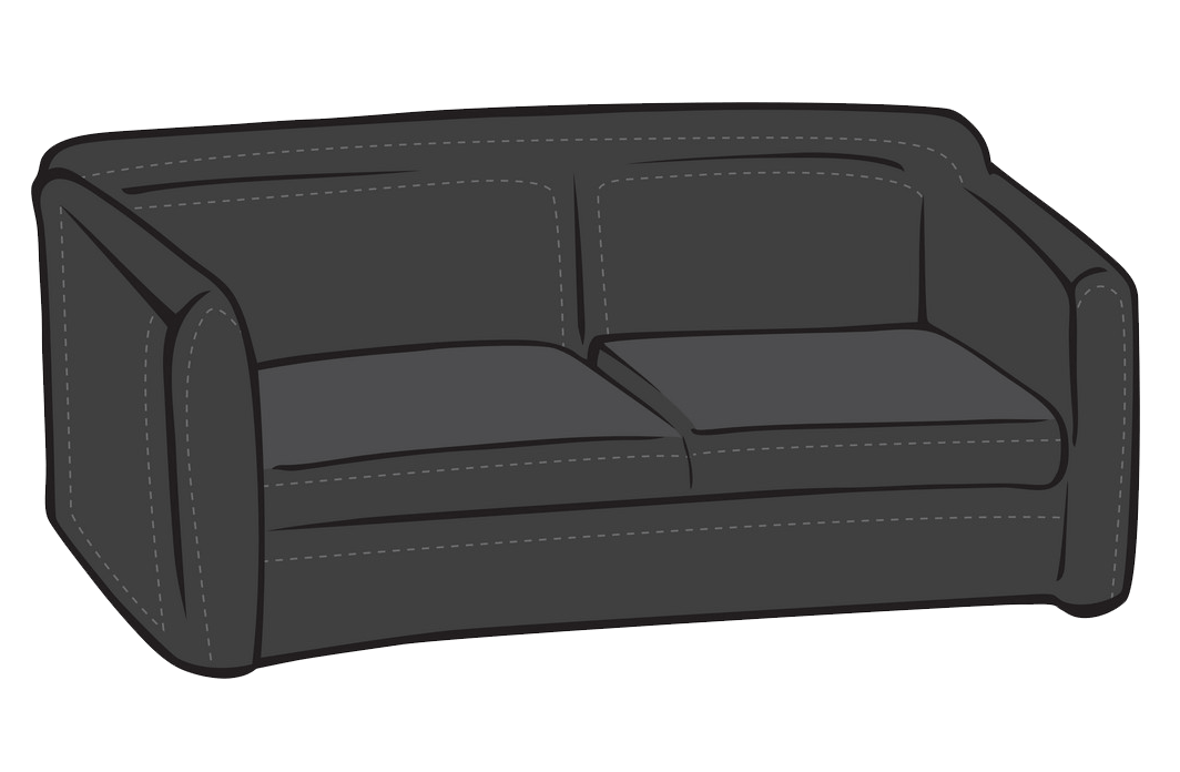 黒革のソファのイラスト透明