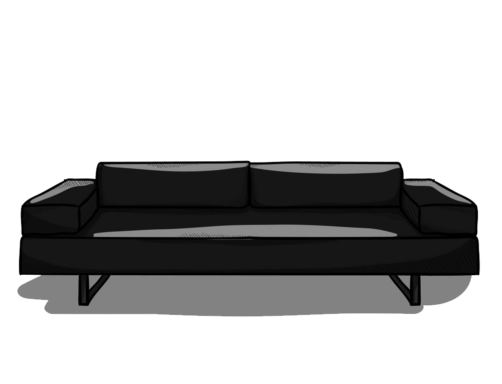 黒のソファのイラスト透明1