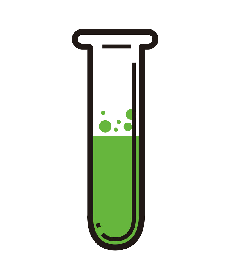 緑色の液体の試験管のイラストが透明