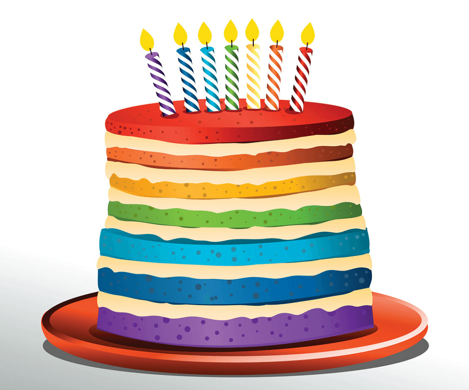 虹の誕生日ケーキのイラスト イラスト