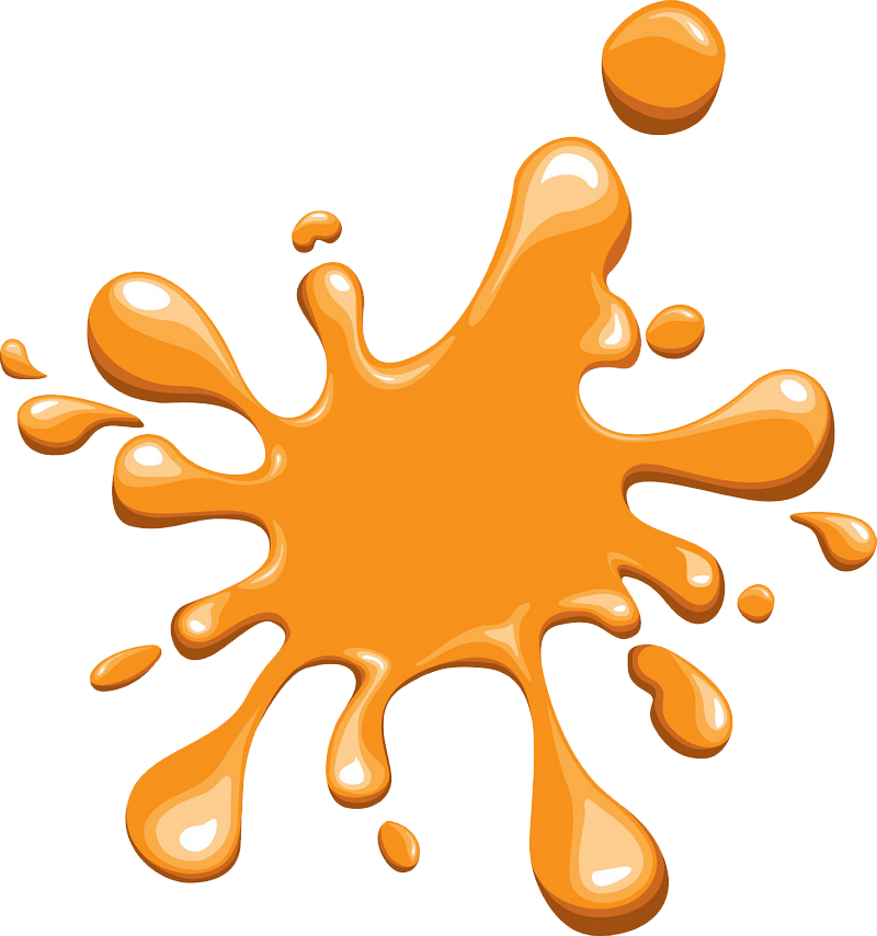 オレンジ色のペイント スプラッター イラスト透明