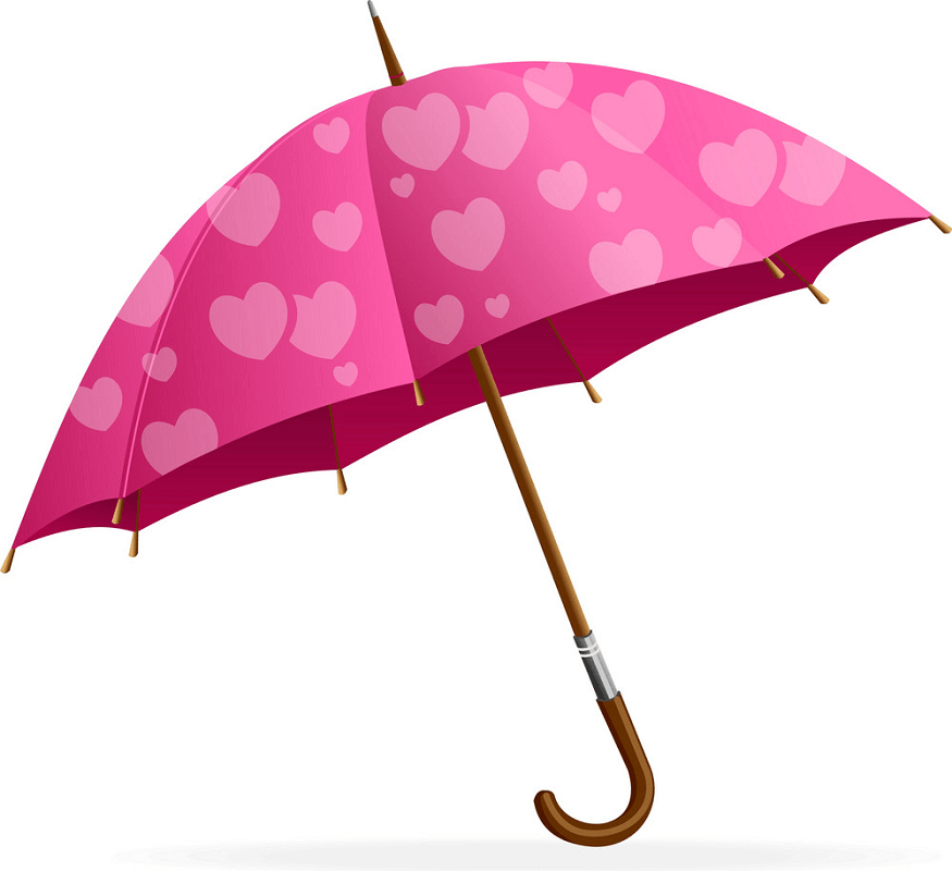 ピンクのハートの傘のイラスト イラスト