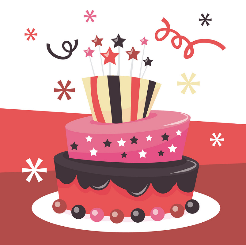 レトロな誕生日ケーキのイラスト イラスト