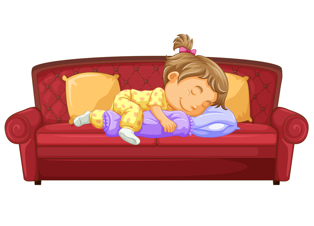 ソファで寝ている女の子のイラスト