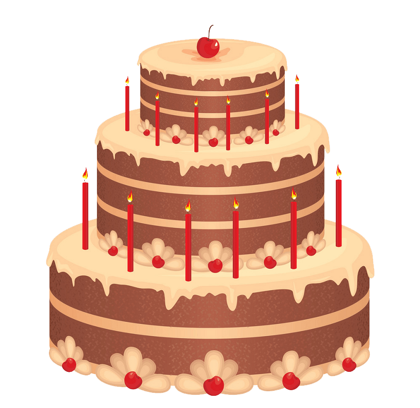 透明な美しい誕生日ケーキのイラスト イラスト