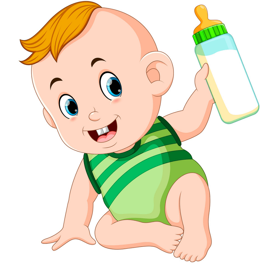 哺乳瓶を持つ赤ちゃんのイラスト イラスト