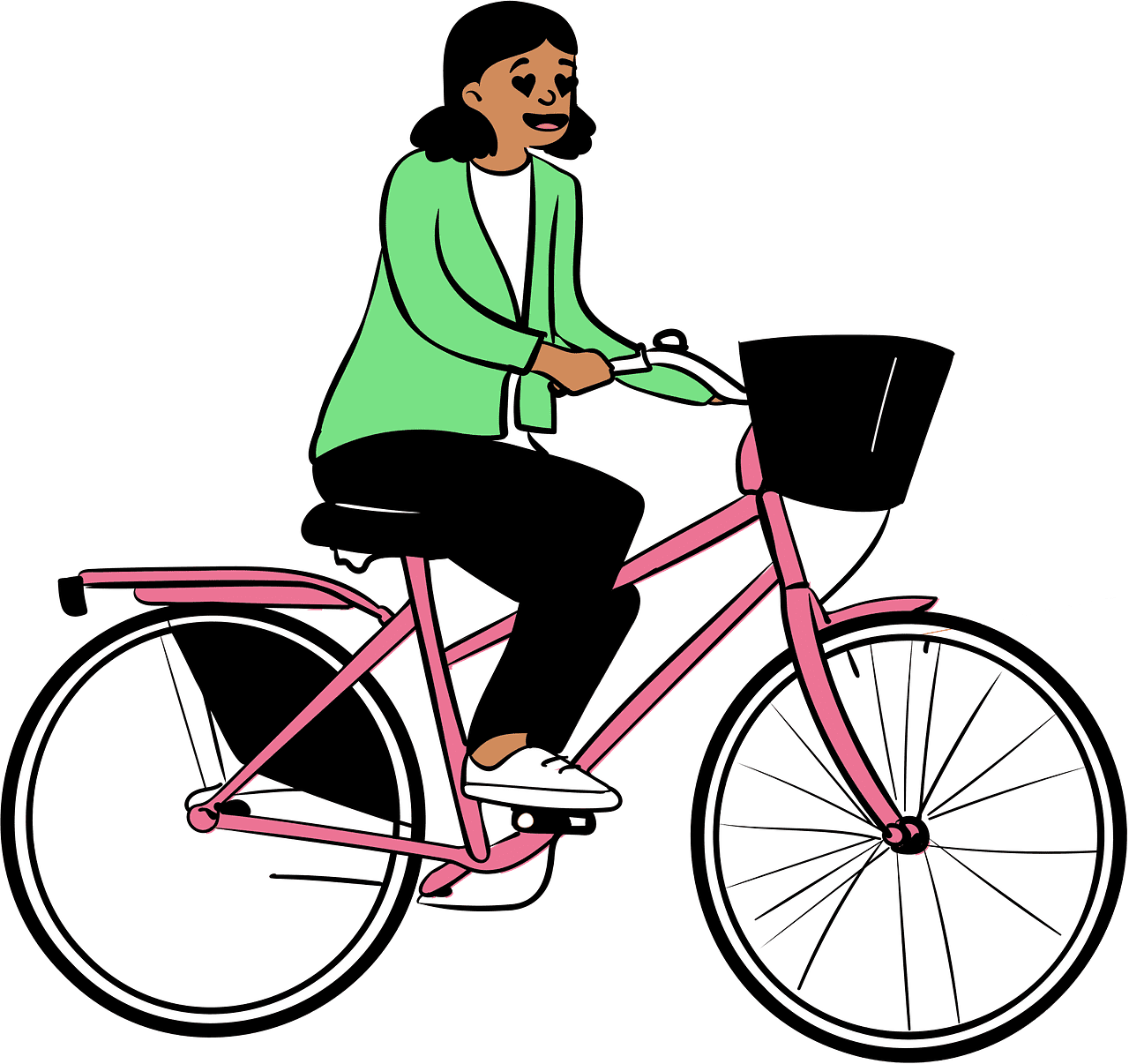 自転車に乗る女性 イラスト画像 イラスト