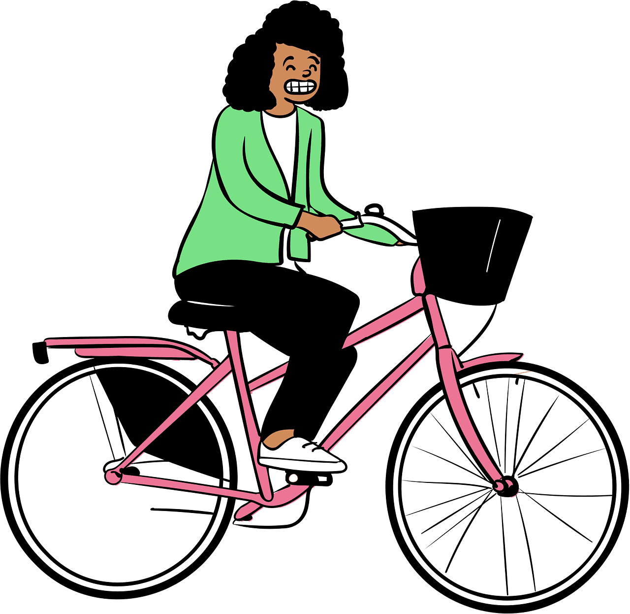 自転車に乗る女性イラストpng イラスト