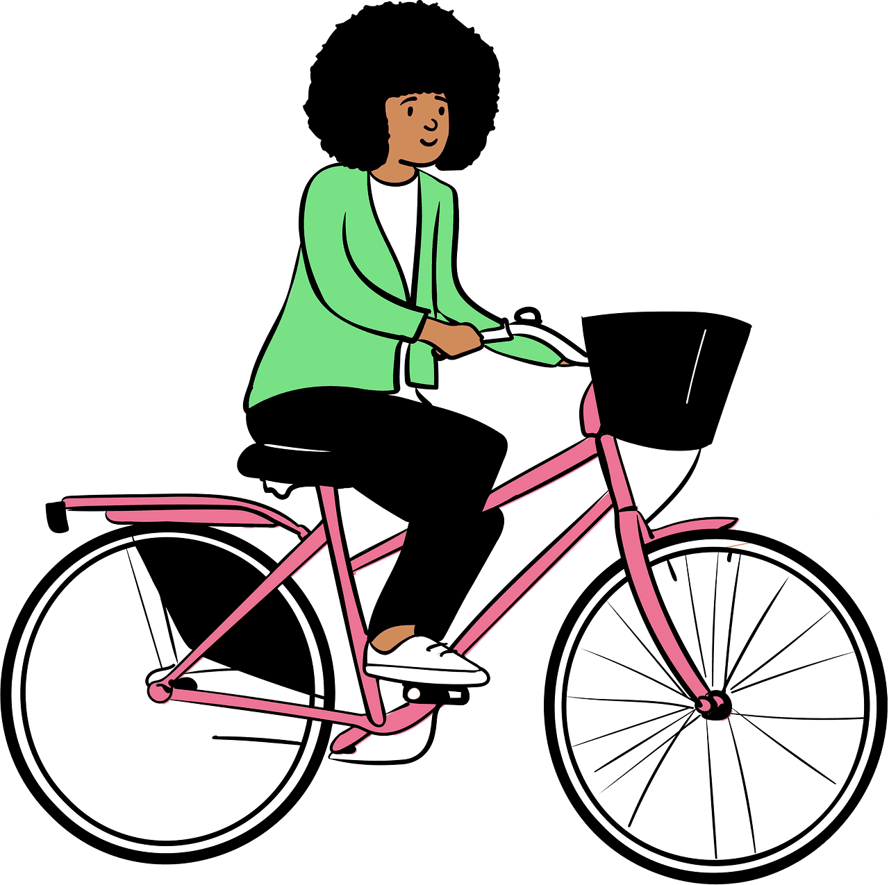 自転車に乗る女性のイラスト イラスト