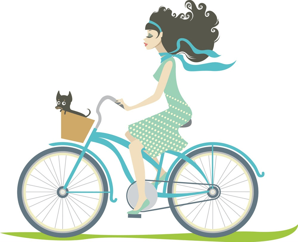 自転車に乗る女の子のイラスト イラスト