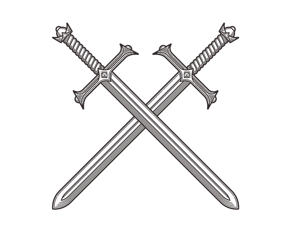 交差した剣のイラスト 1 イラスト