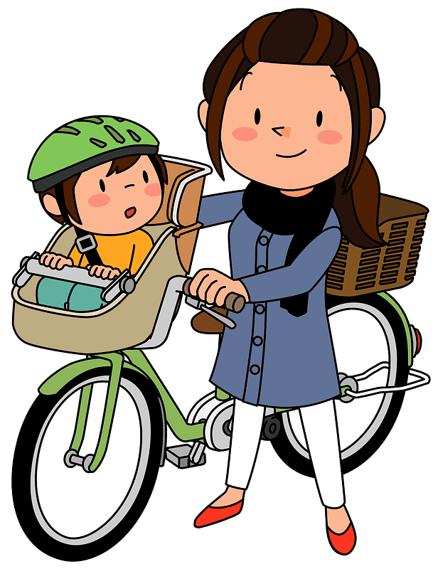 ママと息子の自転車イラスト イラスト