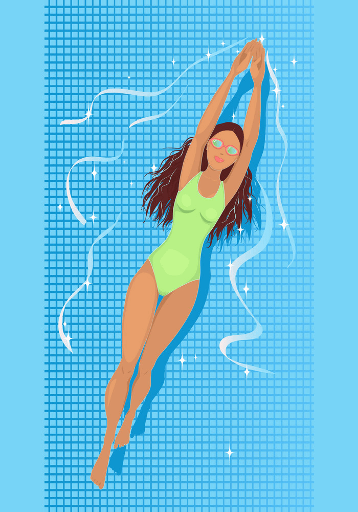 泳ぐ女性のイラスト