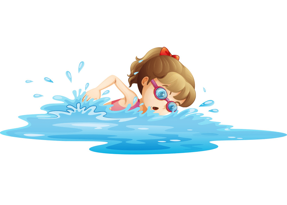 泳ぐ女の子のイラスト イラスト