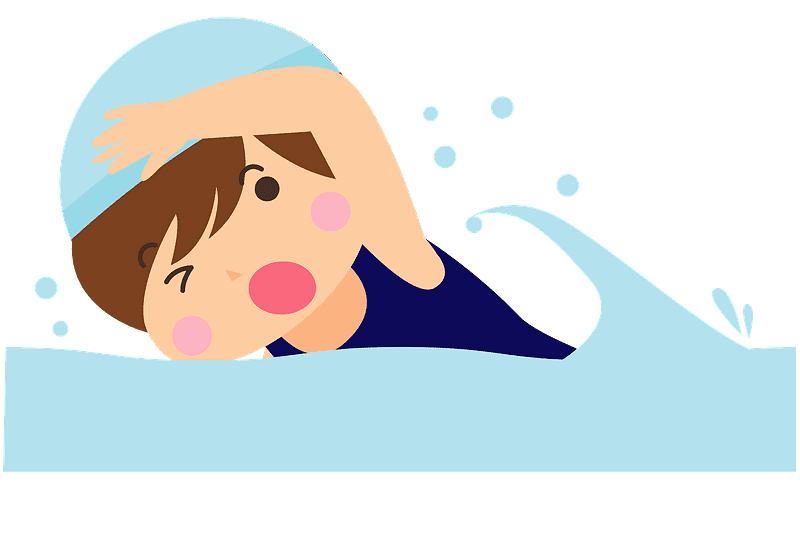 泳いでいる女の子のイラスト 透明2