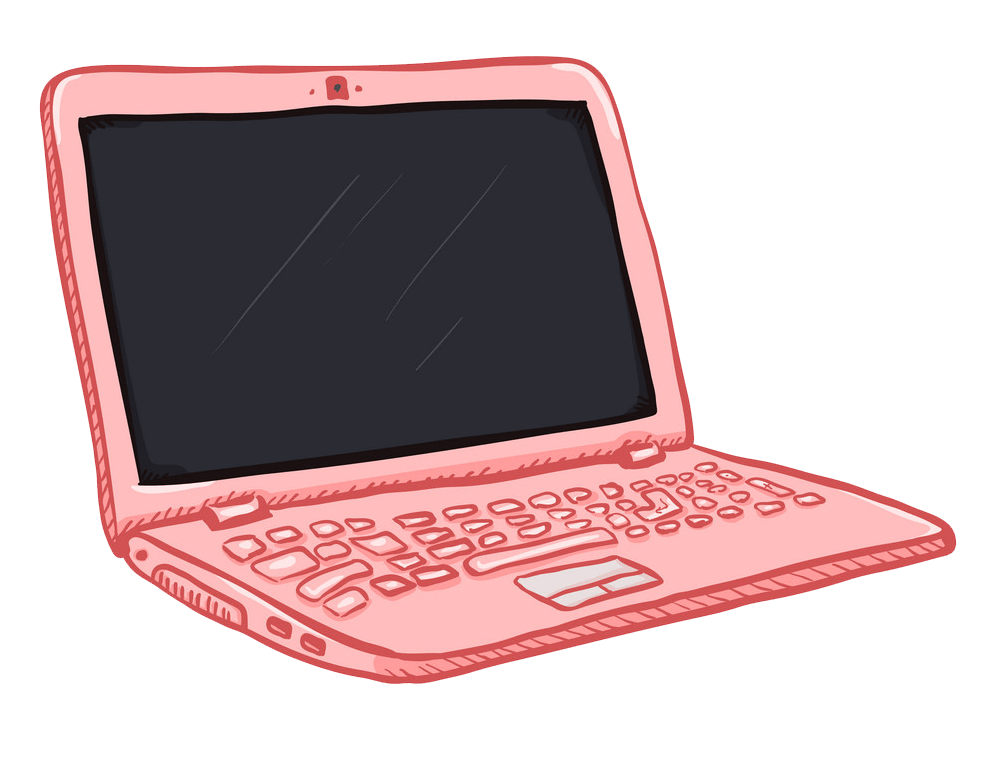 ピンクのノートパソコンのイラスト透明1 イラスト