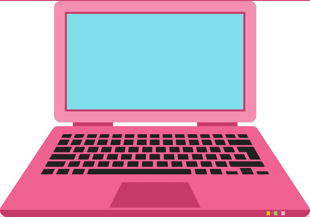 ピンクのノートパソコンのイラスト イラスト