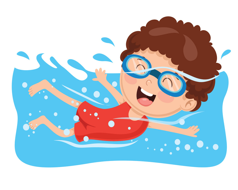 幸せな子供の水泳イラスト