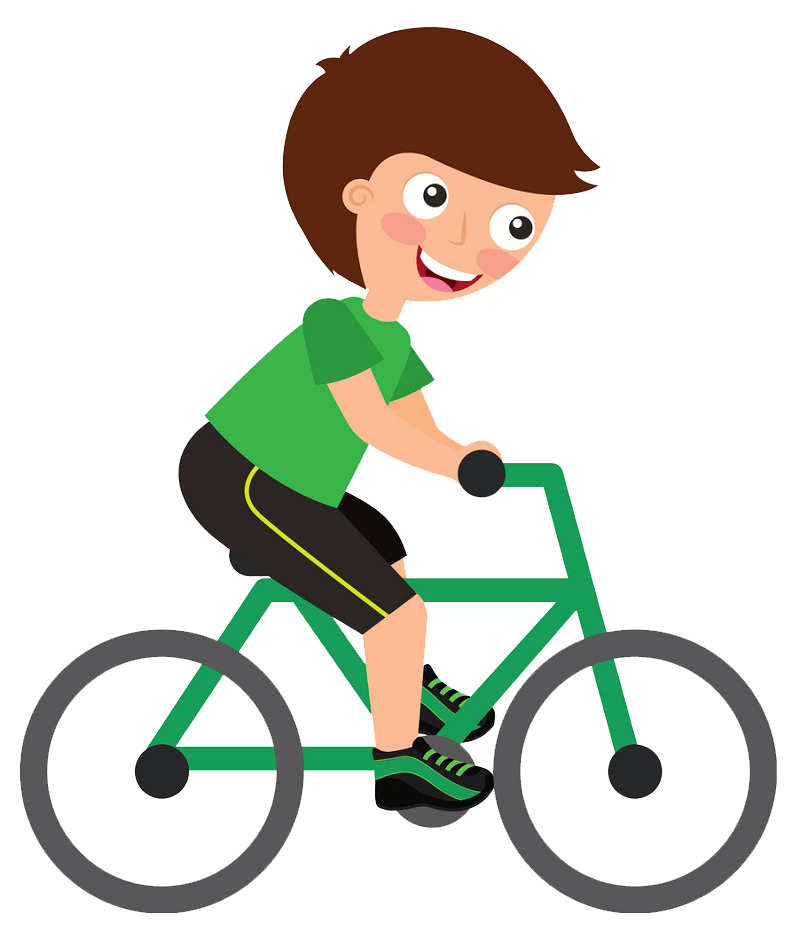 幸せな少年乗馬自転車イラスト透明