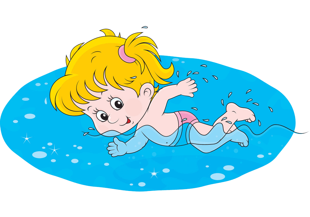 水泳をする小さな女の子のイラスト透明