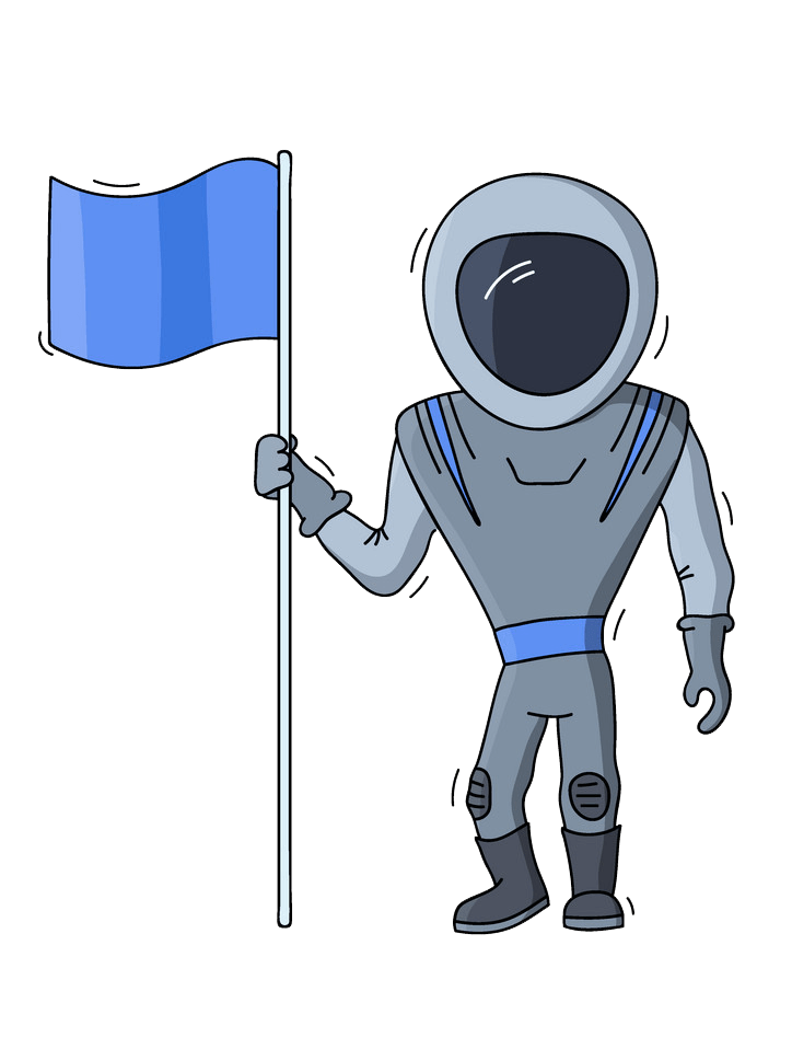 宇宙飛行士の旗のイラストが透明