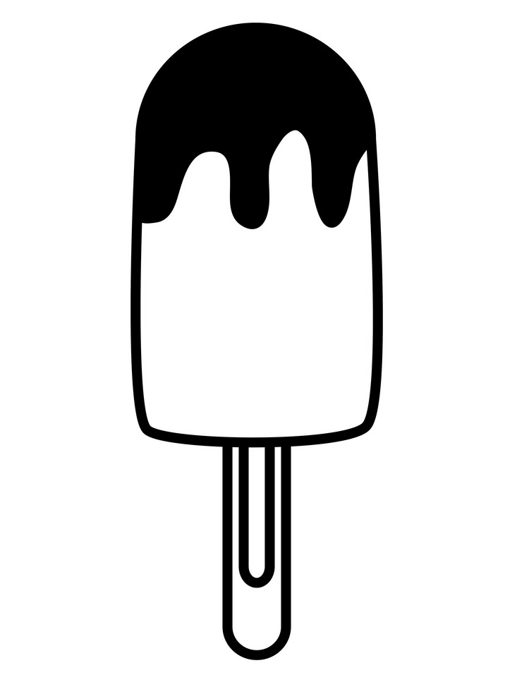 アイスキャンディーのイラスト 白黒2