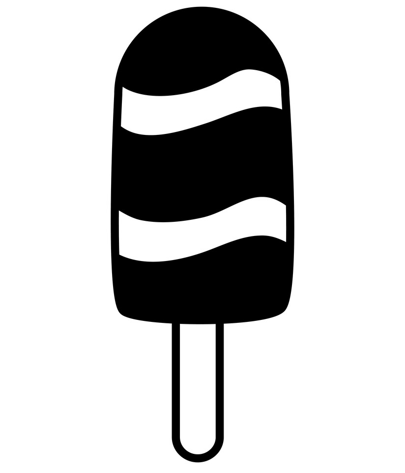 アイスキャンディーの無料イラスト 白黒