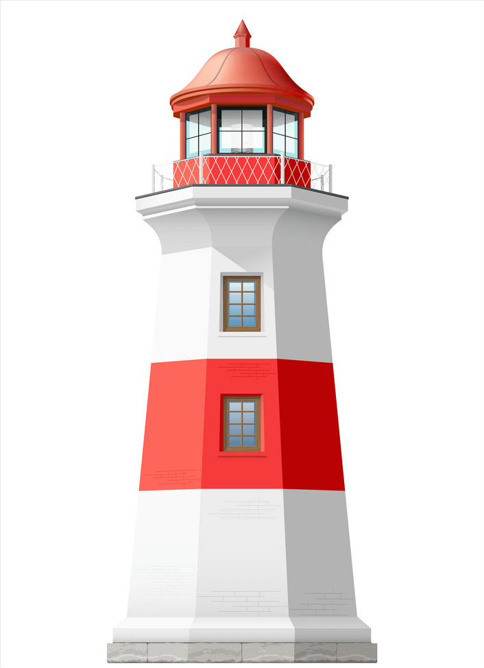 明るい海灯台のイラスト