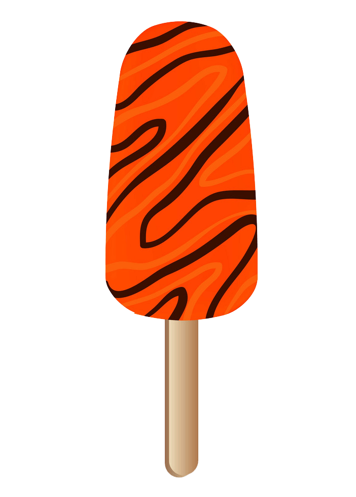 オレンジ色のアイスキャンディー チョコレートのイラストが透明 イラスト