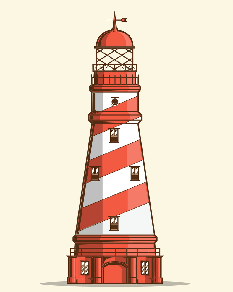 レトロな灯台のイラスト イラスト