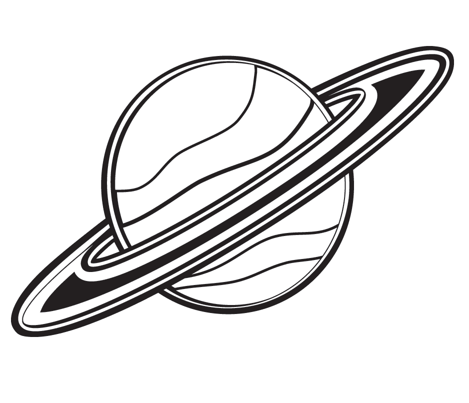 土星のイラスト 白黒1 イラスト