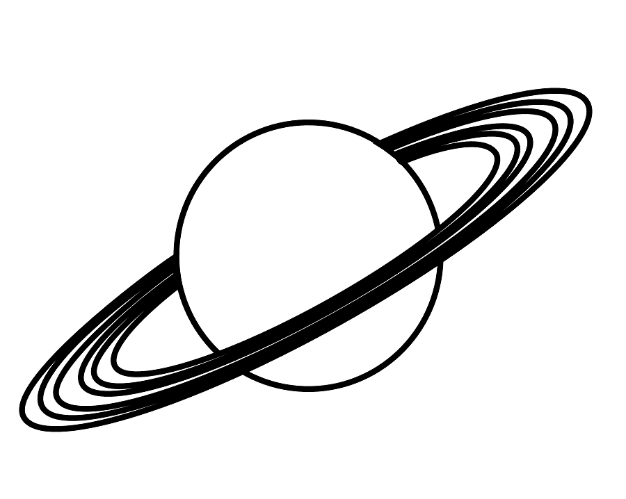 土星のイラスト 白黒2