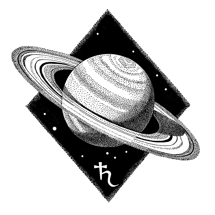 土星のイラスト白黒ダウンロード