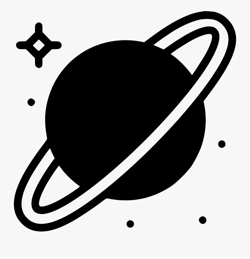 土星の無料イラスト白黒