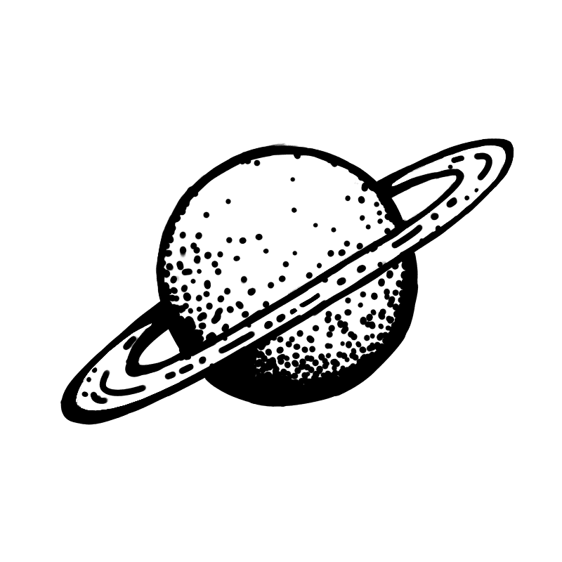 土星の白黒イラスト 1