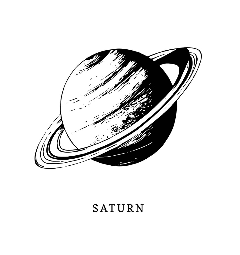土星の白黒イラスト 2 イラスト