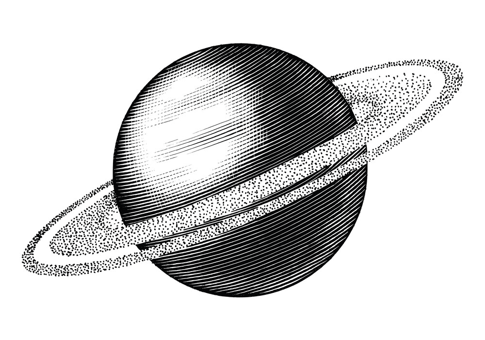 土星の白黒イラスト 3 イラスト