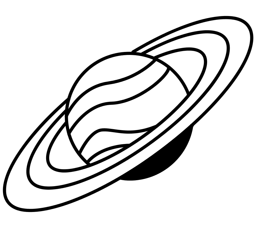 土星の白黒イラストpng