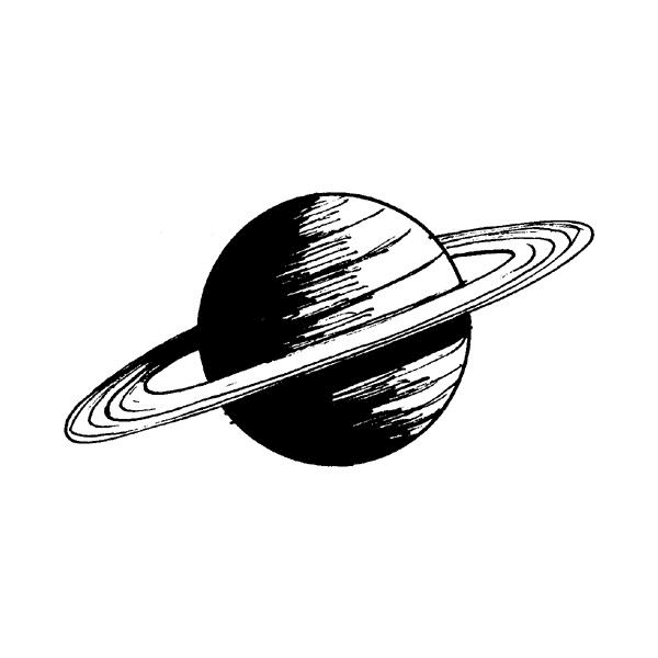 土星の白黒イラスト