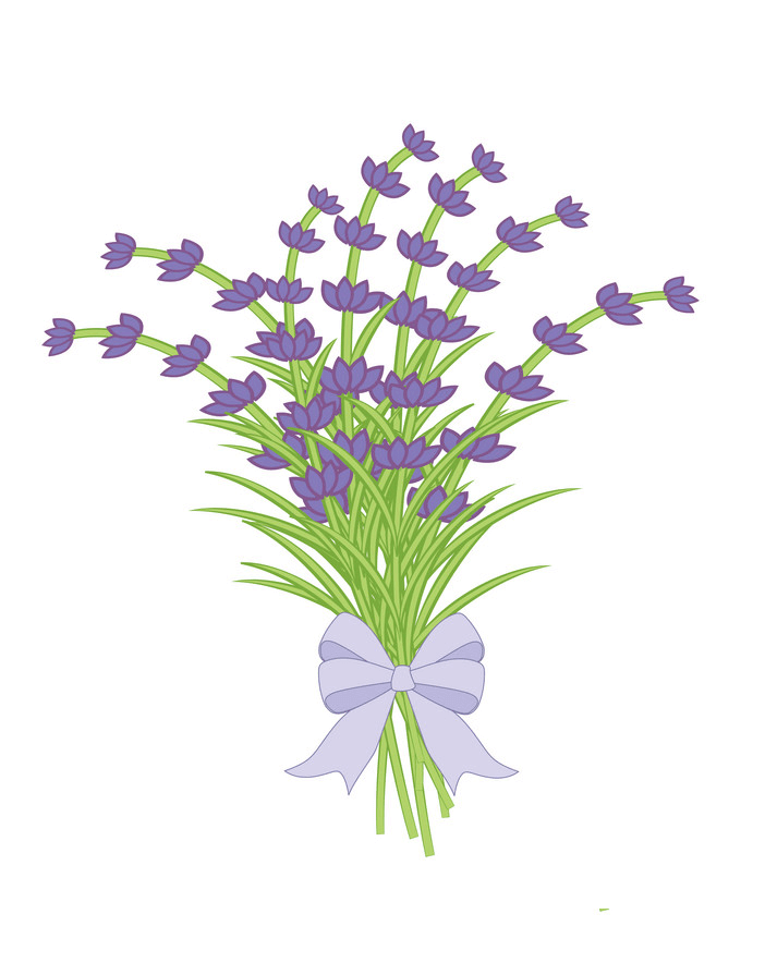 花束ラベンダーの花のイラスト