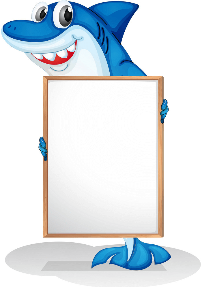ホワイトボードを持ったサメのイラスト