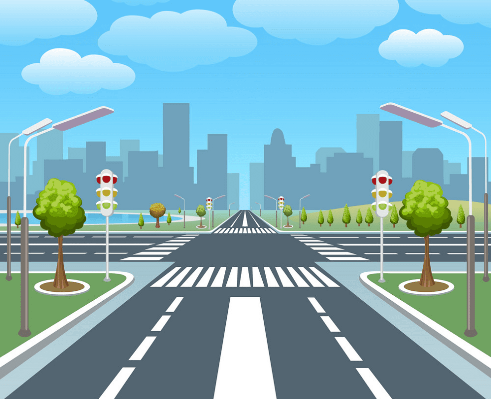 市の道路の図 イラスト