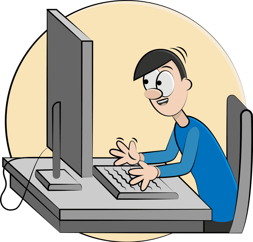 コンピューターを使用する男性のイラスト イラスト