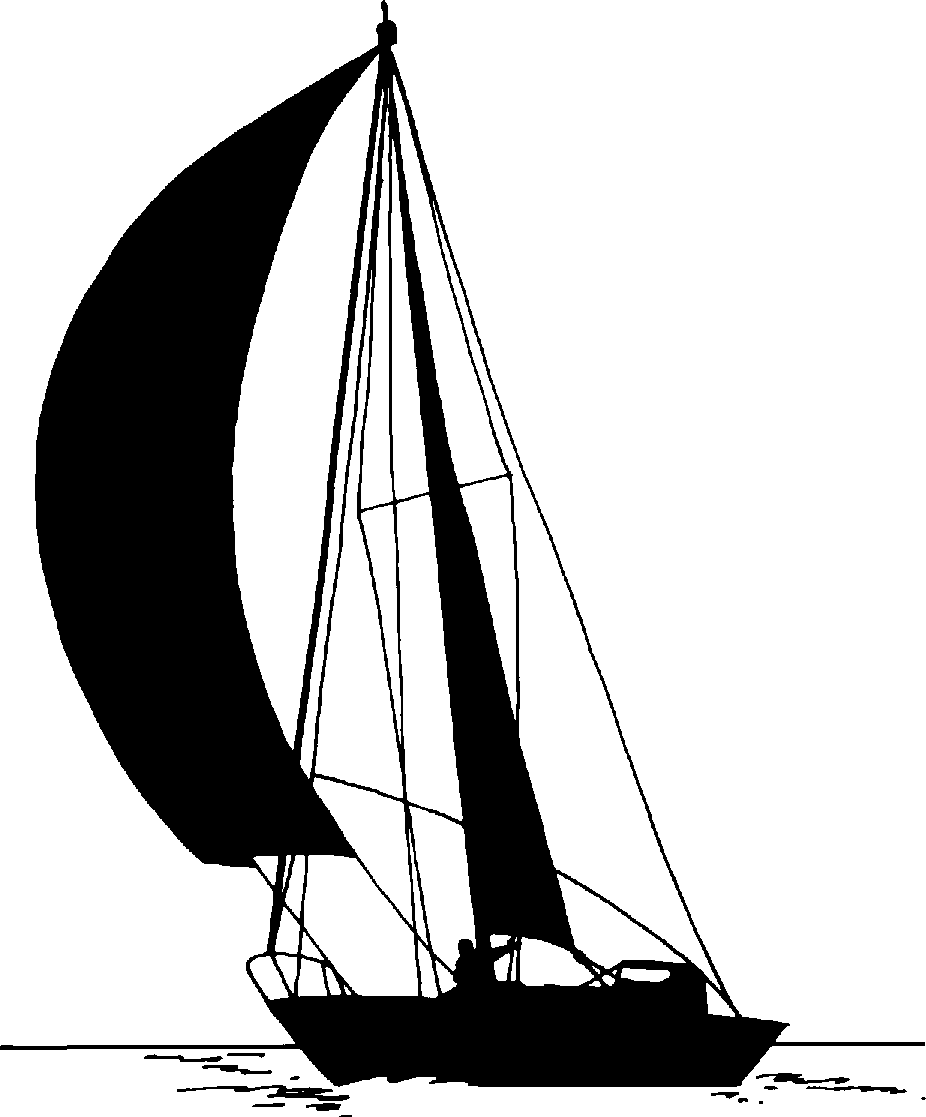 黒と白のヨットのイラスト