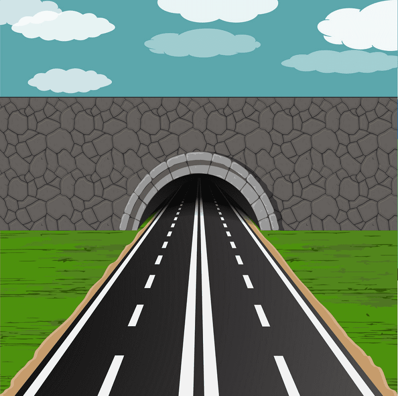 トンネルと道路のイラスト イラスト