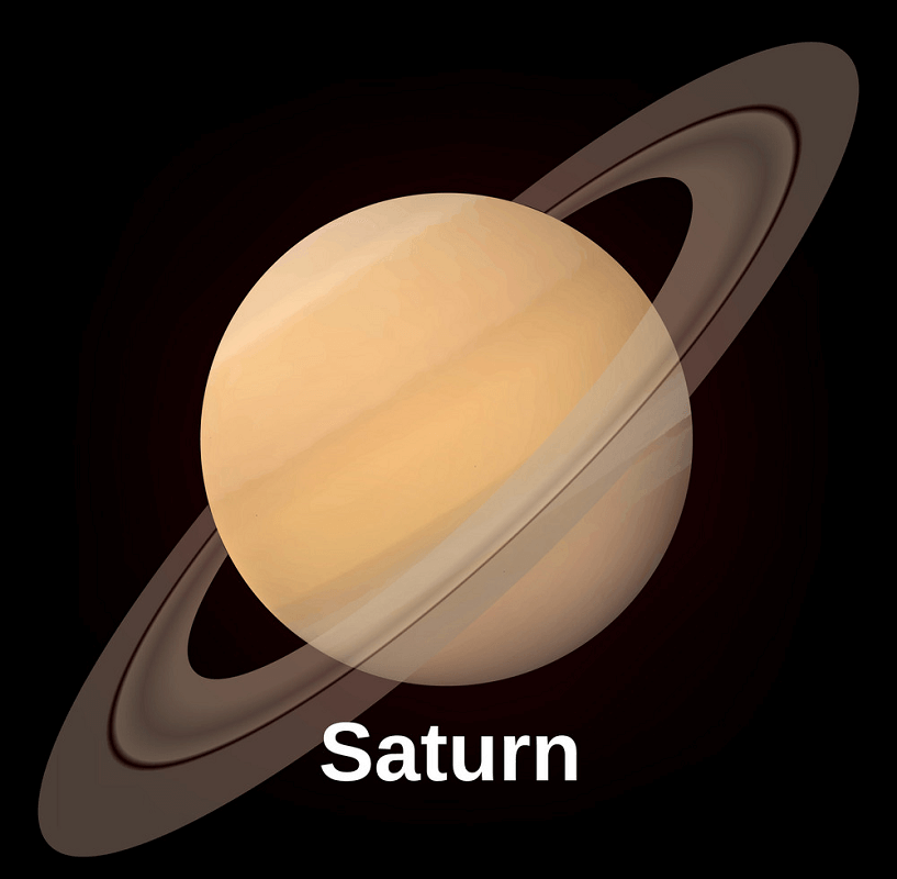 惑星土星のイラスト黒背景