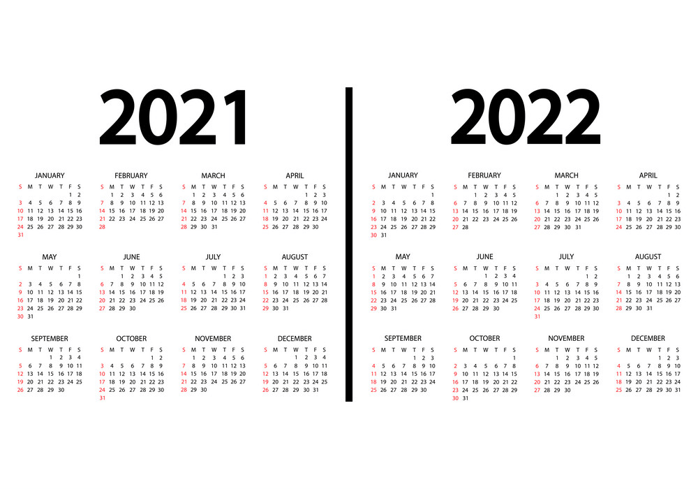 2021年と2022年のカレンダーイラストpng